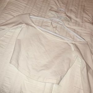 White choker long sleeve crop top